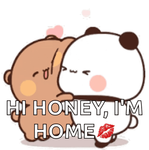 Two Bears Hugging Hi Honey I'm Home