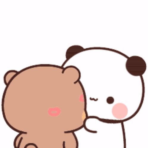 Two Bears Kissing With Heart Above