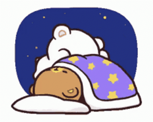 Two Bears Sleeping Under Blanket Good Night