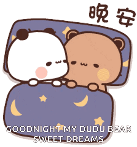 Two Bears Sleeping Under Blanket Goodnight