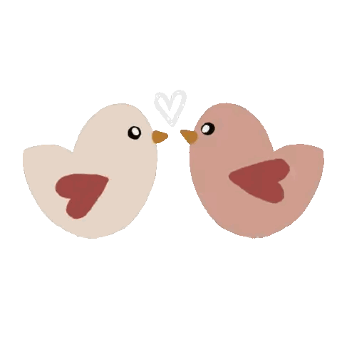 Two Birds Kissing with Heart Wings