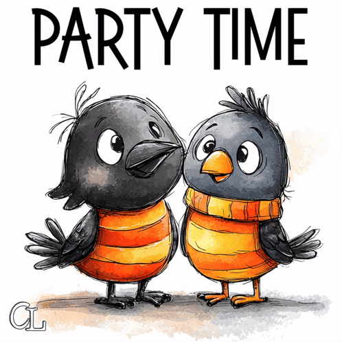 Two Birds Saying Party Time
