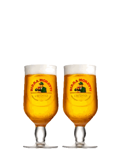 Two Birra Moretti Glasses Toasting Aperitivo Time