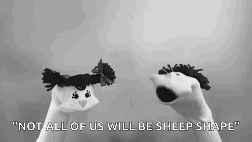 Two Black and White Sock Puppets With Quote