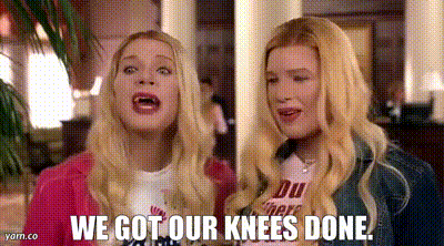 Two Blonde Women Are Standing Next To Each Other And Screaming . GIF
