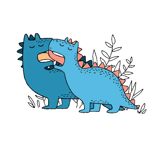 Two Blue Dinosaurs with Open Mouths