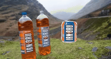 Two Bottles And Can Of Irn Bru GIF