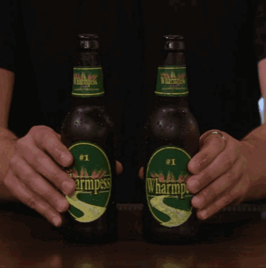 Two Bottles Of Wharmpess # 1 Beer On A Bar GIF
