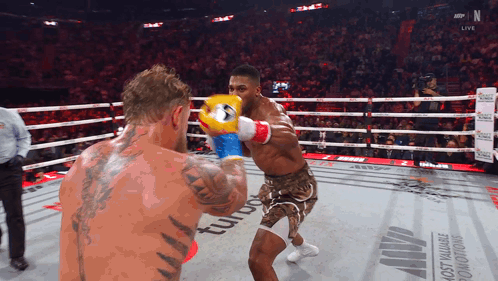 Two Boxers Fighting in Ring
