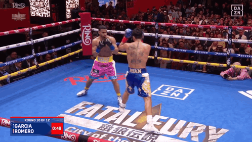 Two Boxers Fighting in Ring With Fatal Fury on Floor
