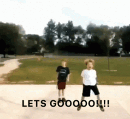 Two Boys Jumping With Lets Gooooo GIF