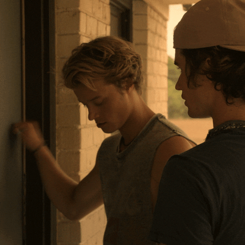 Two Boys Outside Knock Knock The Door GIF
