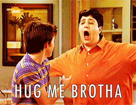 Two Boys Saying Hug Me Brotha