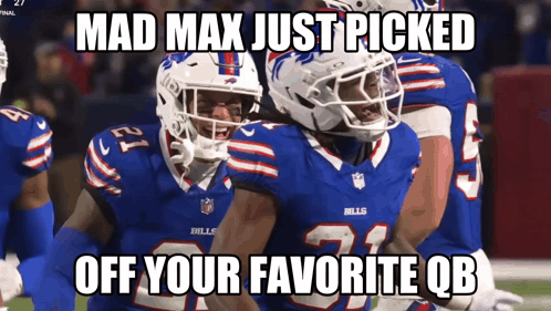 Two Buffalo Bills Players Standing on Field