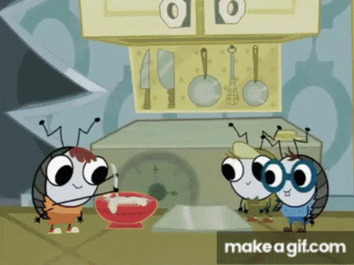 Two Bugs in Kitchen Make a Gif