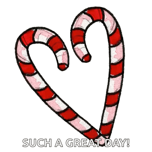 Two Candy Canes In The Shape Of A Heart With The Words Such A Great Day GIF
