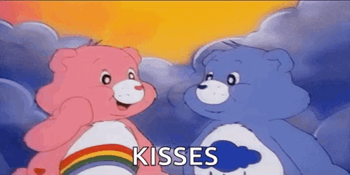 Two Care Bears Kissing