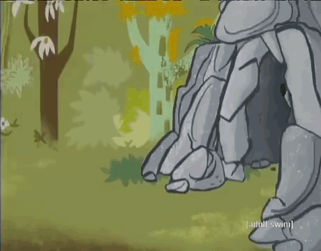 Two Cartoon Bears Are Standing Next To Each Other In A Forest With The Words Adult Swim On The Bottom GIF