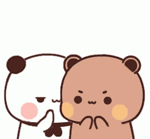 Two Cartoon Bears Are Standing Next To Each Other On A White Background GIF