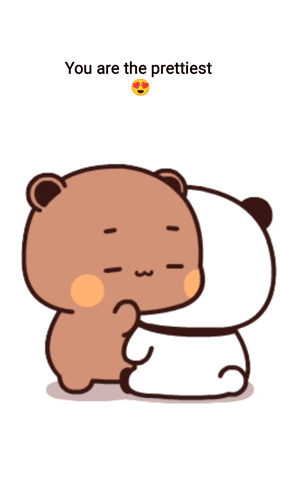 Two Cartoon Bears Hugging Each Other With The Words You Are The Prettiest GIF