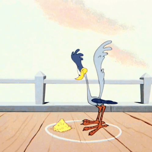 Two Cartoon Birds One Eating Cheese