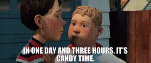 Two Cartoon Boys In One Day And Three Hours It's Candy Time GIF