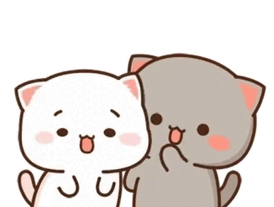 Two Cartoon Cats Are Hugging Each Other And A Heart Is Flying In The Air . GIF