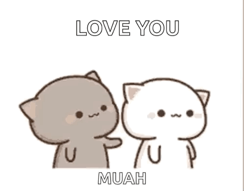 Two Cartoon Cats Are Hugging Each Other And Saying `` I Love You Muah '' . GIF