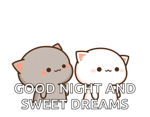 Two Cartoon Cats Are Standing Next To Each Other And The Words Good Night And Sweet Dreams Are On The Bottom GIF
