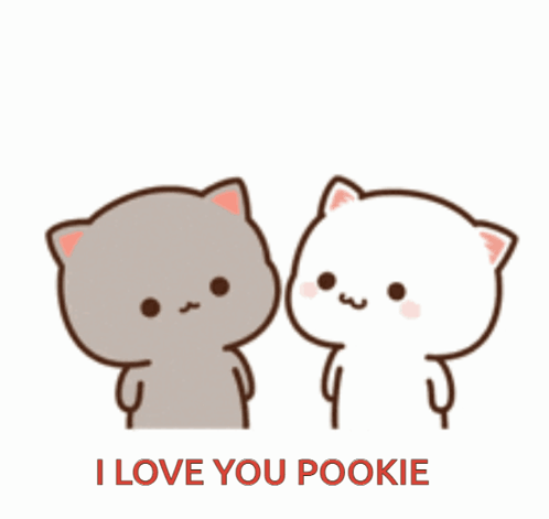 Two Cartoon Cats Are Standing Next To Each Other With The Words " I Love You Pookie " On The Bottom GIF