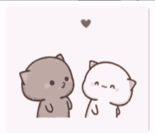Two Cartoon Cats Are Standing Next To Each Other With The Words Thank You For Looking After Me Xxx GIF