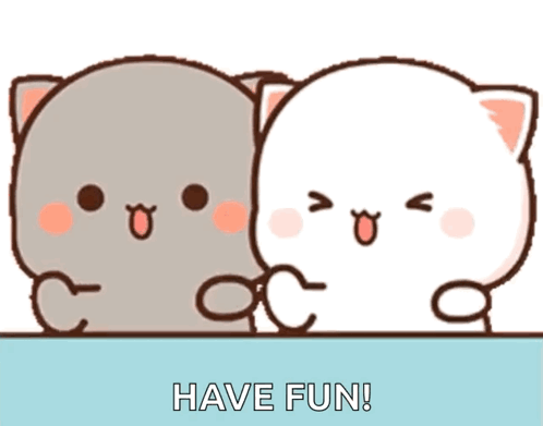 Two Cartoon Cats Have Fun