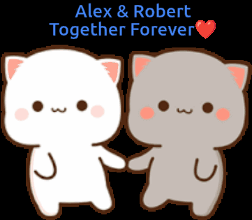 Two Cartoon Cats Holding Hands Alex & Robert Together Forever GIF