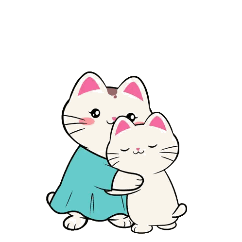 Two Cartoon Cats Hugging