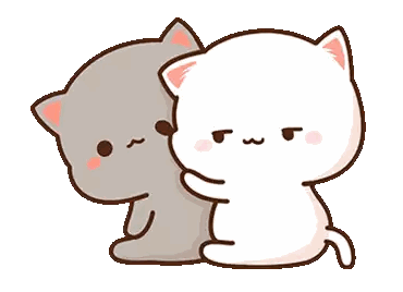 Two Cartoon Cats Hugging