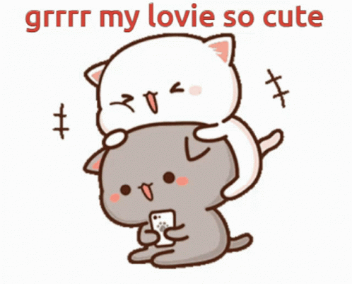 Two Cartoon Cats Hugging Grrr My Lovie So Cute