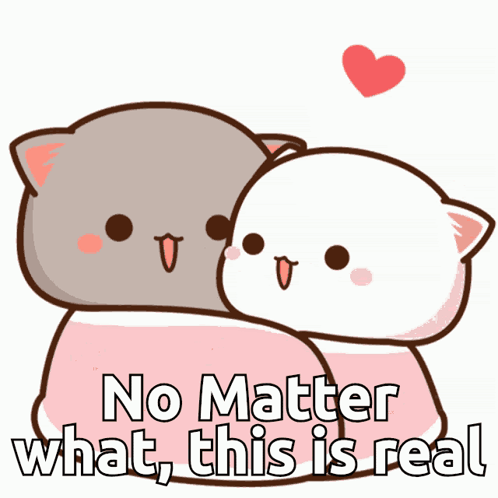 Two Cartoon Cats Hugging No Matter What This Is Real GIF