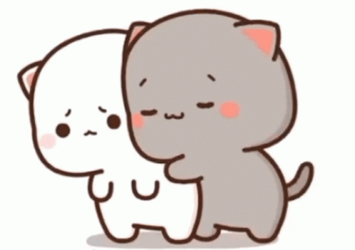 Two Cartoon Cats Hugging, One Angry