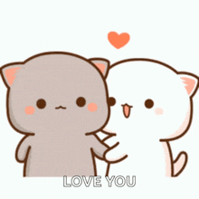 Two Cartoon Cats Hugging Saying I Love You