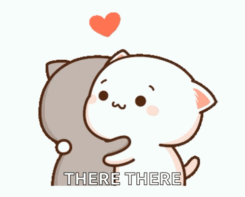 Two Cartoon Cats Hugging Saying There There