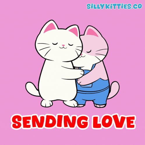 Two Cartoon Cats Hugging Sending Love GIF