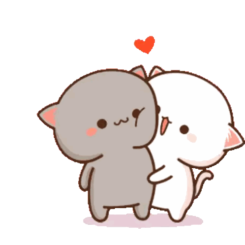 two cartoon cats hugging with a heart above them