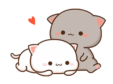 Two Cartoon Cats Hugging with Heart