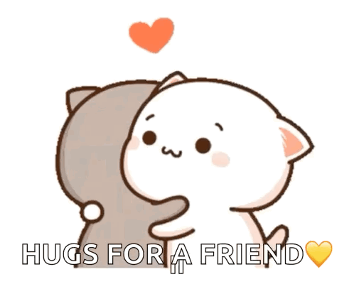 Two Cartoon Cats Hugging With Words Hugs for a Friend