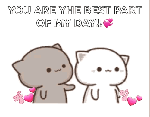 Two Cartoon Cats Hugging You Are the Best Part of My Day