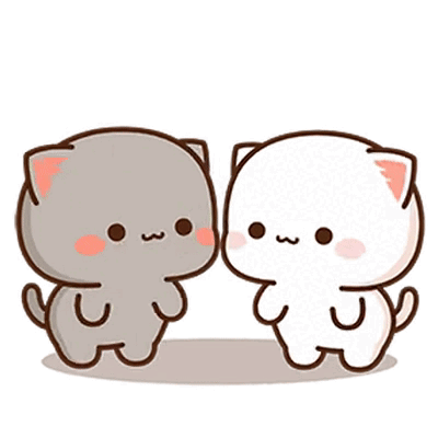 Two Cartoon Cats Kissing