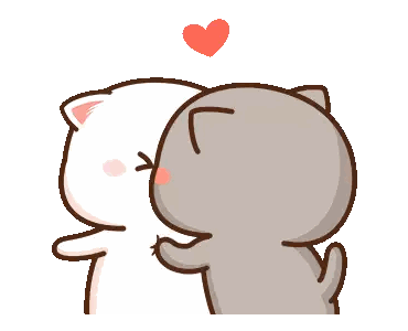 Two Cartoon Cats Kissing with Heart
