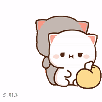 Two Cartoon Cats One Holding Yellow Apple