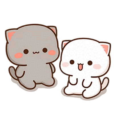 Two Cartoon Cats Sitting Next to Each Other