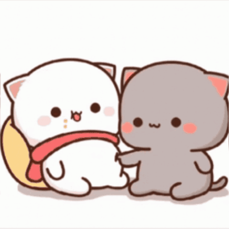 Two Cartoon Cats Sitting Together